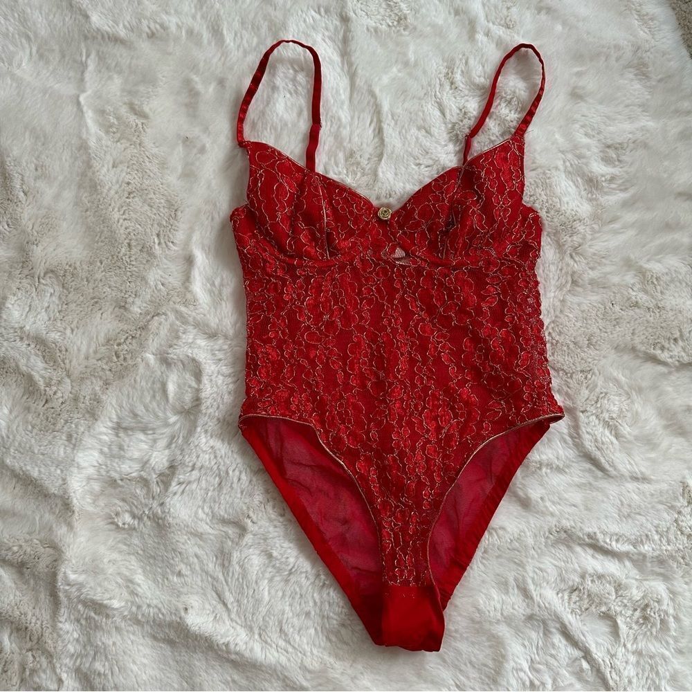 Victorias Secret Vintage gold label red and gold lingerie size 38